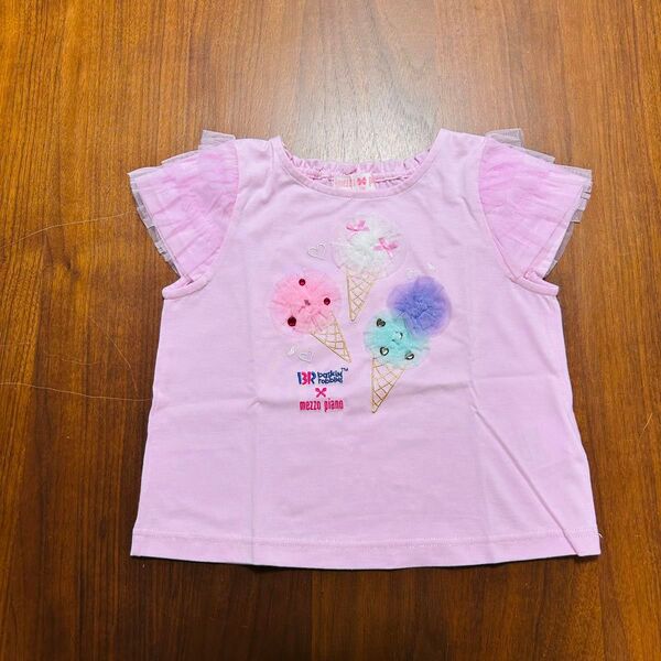 【メゾピアノ】新品未使用 サーティワン 袖フリルTシャツ ピンク
