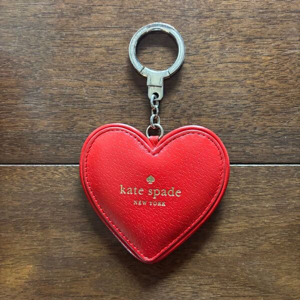 ケイトスペード ハート チャーム キーホルダー レザー 赤 kate spade キーリング
