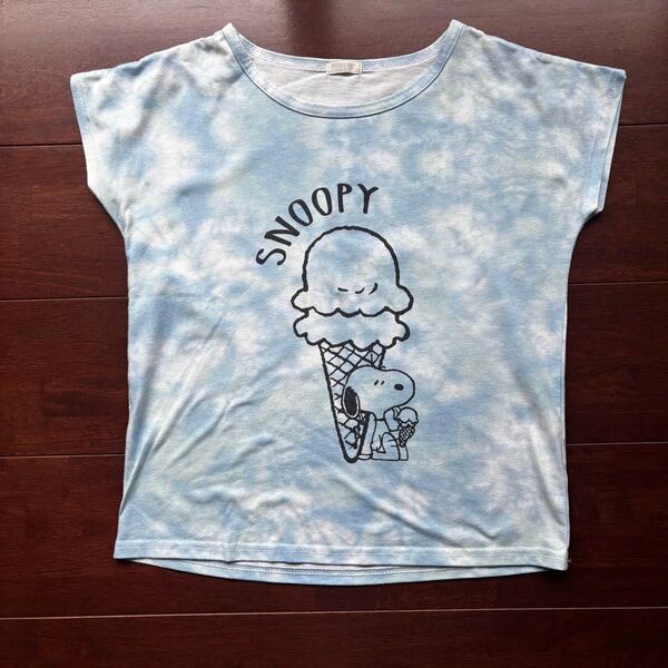 PEANUTS スヌーピー タイダイ Tシャツ 150 ブルー 水色 140 半袖Tシャツ SNOOPY