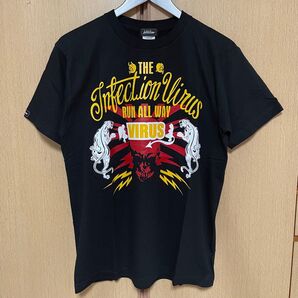 新品 Infection インフェクション ロゴTシャツ 半袖Tシャツ 日章 稲妻 イナズマ サンダー BLACK ブラック 黒色