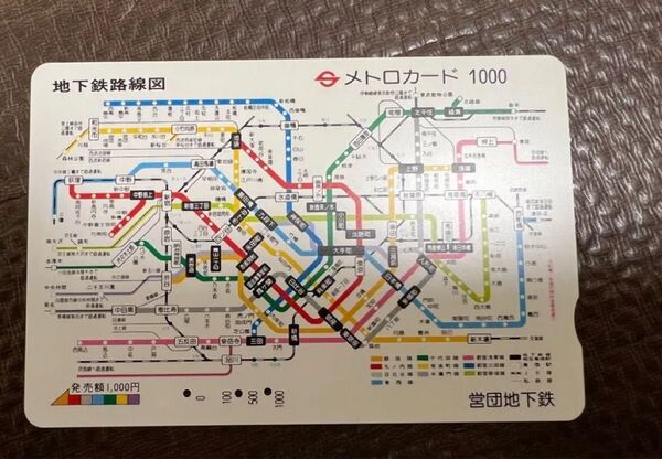 営団地下鉄 東京メトロ 使用済 メトロカード 路線図
