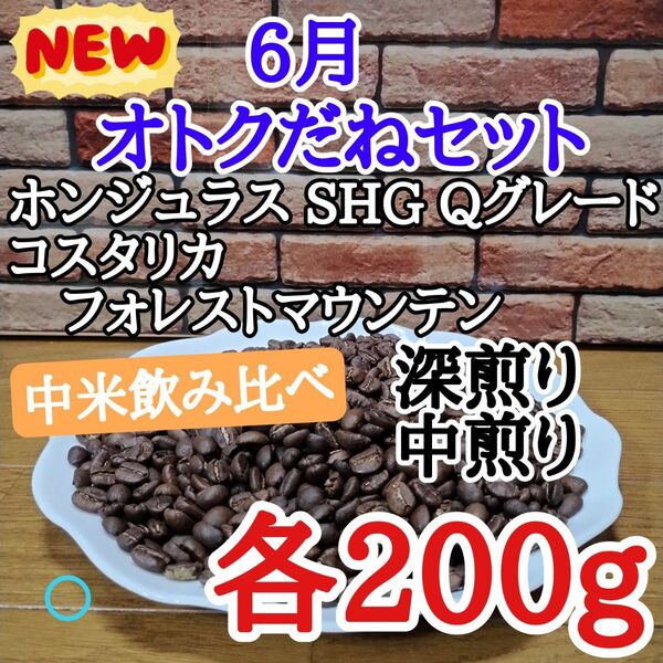 6月オトクセット 各200g 自家焙煎 コーヒー豆 注文後焙煎