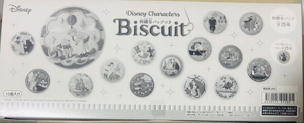 ディズニー キャラクターズ ビスケット 刺繍缶バッジ 12個入り1箱 新品未開封
