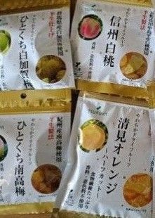 TSURUYAドライフルーツ4袋 白加賀梅 南高梅 信州白桃 清美オレンジ