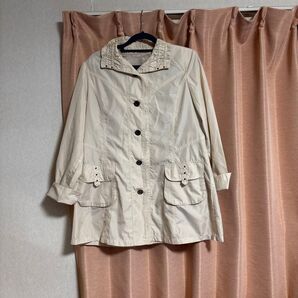 レディース エリ付きコート ベージュ Mサイズ 中古 長期保管品 薄手 ハーフコート