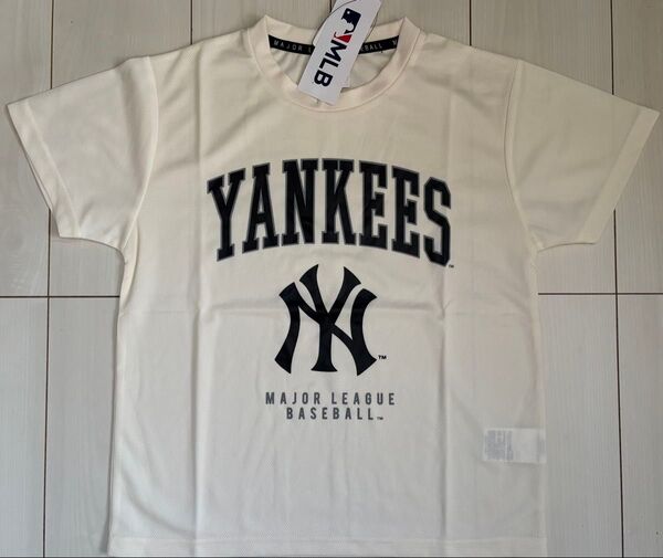 新品 110cm MLB ヤンキース 半袖Tシャツ メッシュ オフホワイト