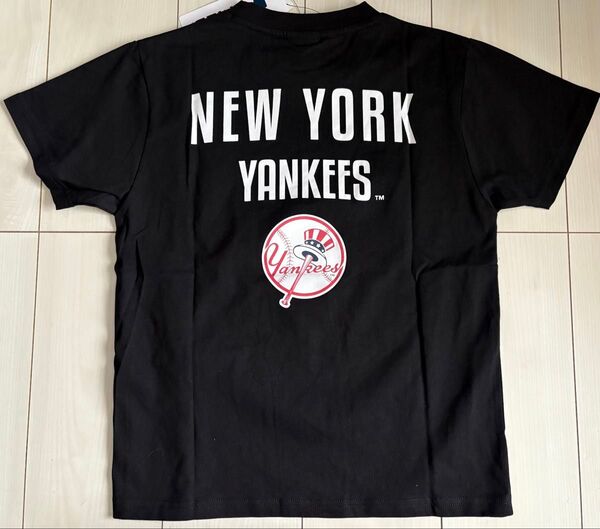 新品 140cm MLB ヤンキース 半袖Tシャツ ボールプリント 黒