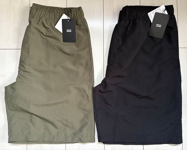 新品 Lサイズ メンズ ハーフパンツ 2本セット カーキ 黒