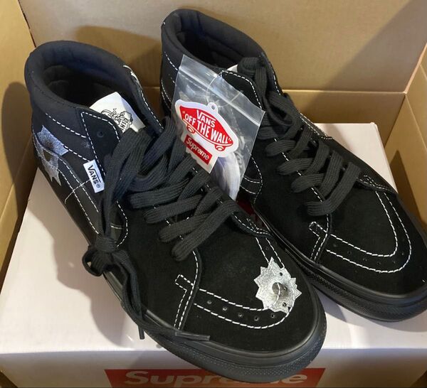 26.5cm US8.5 Supreme Vans Nate Lowman Skate Grosso Mid Black バンズ