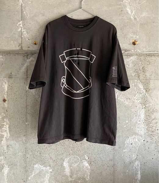 【美品】ナンバーナイン エンブレムTシャツ 4 フェードブラック ダメージ加工 re number nine