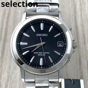 《新品》セイコーセレクション メンズ ソーラー 電波時計 ブラック SBTM169