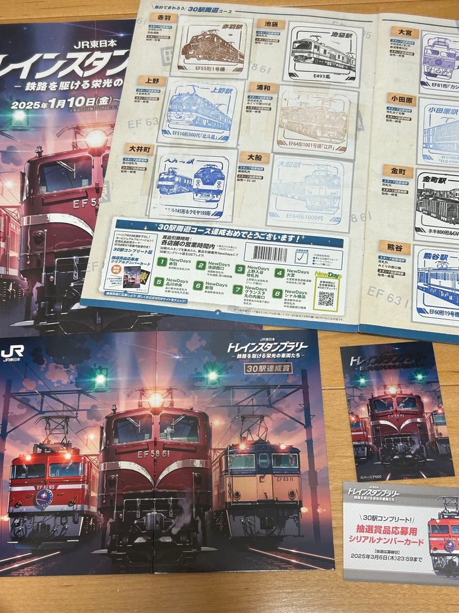 トレインスタンプラリー イラストプレートセット 6枚セット 鉄道カード 2025 JR東日本 トレインスタンプラリー ワイドコース 全6駅記念