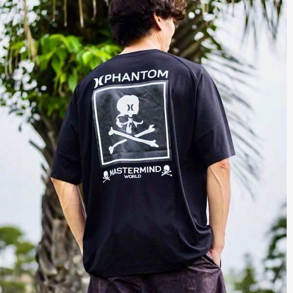 L 黒 mastermind Hurley コラボ Tシャツ MMJ ハーレー マスターマインド