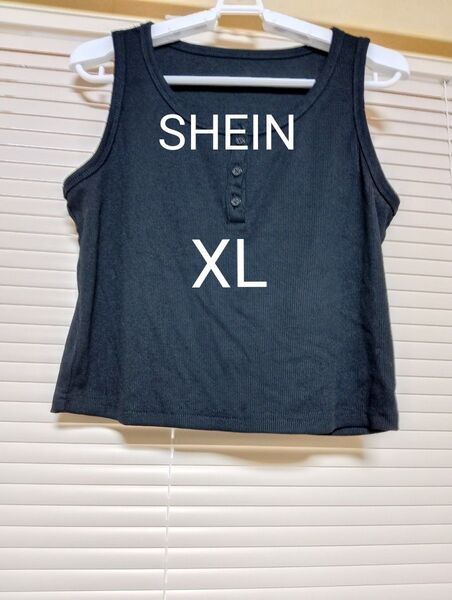 SHEIN タンクトップ ノースリーブ 黒 ブラックXL