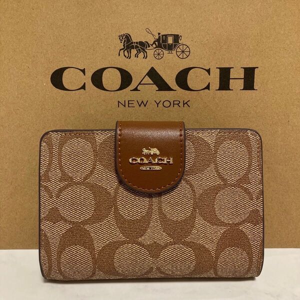 新品 COACH 長財布 コーチ 二つ折り財布 レディース メンズ