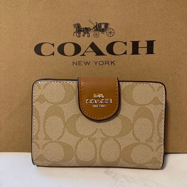 新品 COACH 長財布 コーチ 二つ折り財布 レディース メンズ