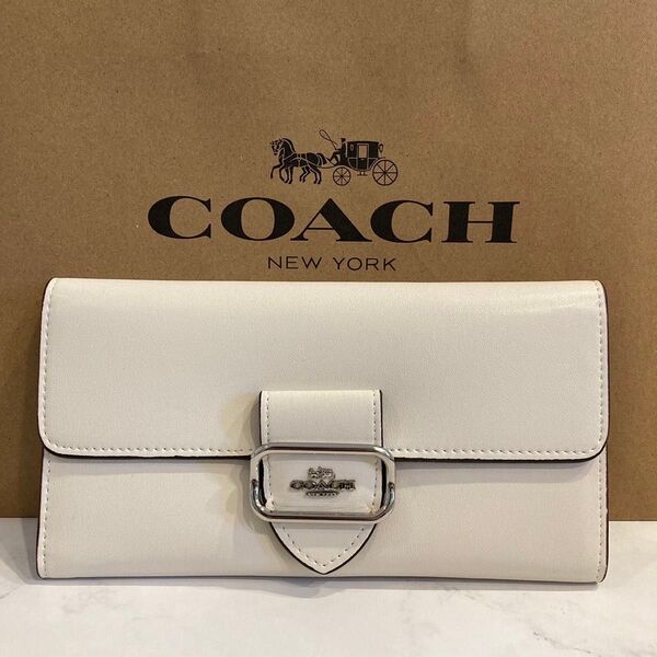 新品 COACH 長財布 コーチ 長財布 レディース メンズ モーガン スリム ウォレット ホワイト