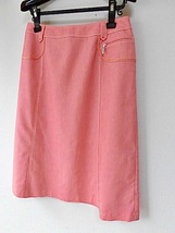 ◆美品 H-L コートダジュール/ピンク白ストライプ/膝丈スカート/４0 大きいサイズ_画像1