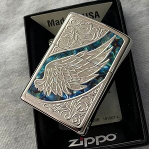 新品 ZIPPO ウイング グリーン&ホワイト 翼 ジッポー キャンプ ギフト プレゼント