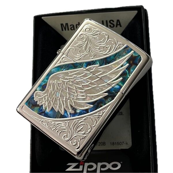 ZIPPO 新品 ウイング グリーン&ホワイト 翼 ジッポー 縁起物 御守り