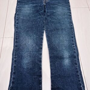 デニムパンツ ボタンフライ インディゴブルーダークネイビーパンツ