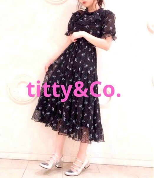 titty&Co. ティティアンドコー 花柄レース ワンピース ブラック S