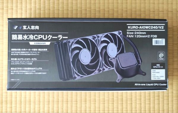 玄人志向 水冷 CPUクーラー 無発光 ブラック 240mm ASETEK 製ラジエーター搭載 KURO-AIOWC240/V2