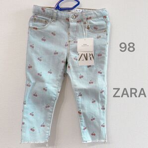 新品タグ付き ZARA ザラ チェリ柄デニム さくらんぼ