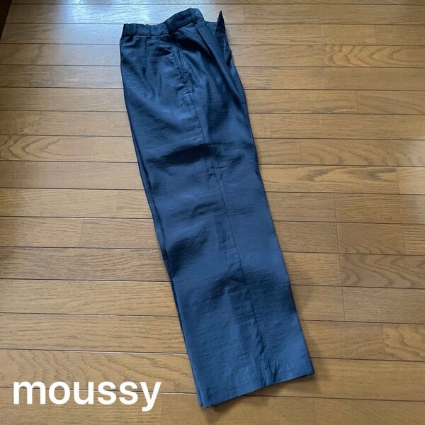 マウジー moussy ワイド パンツ シースルーネイビー