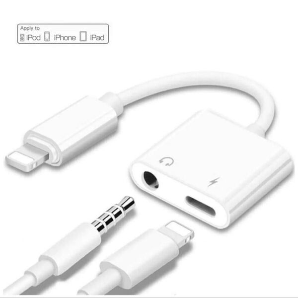 iPhone イヤホン 変換アダプタ 2in1 変換ケーブル 3.5mmイヤホンジャック