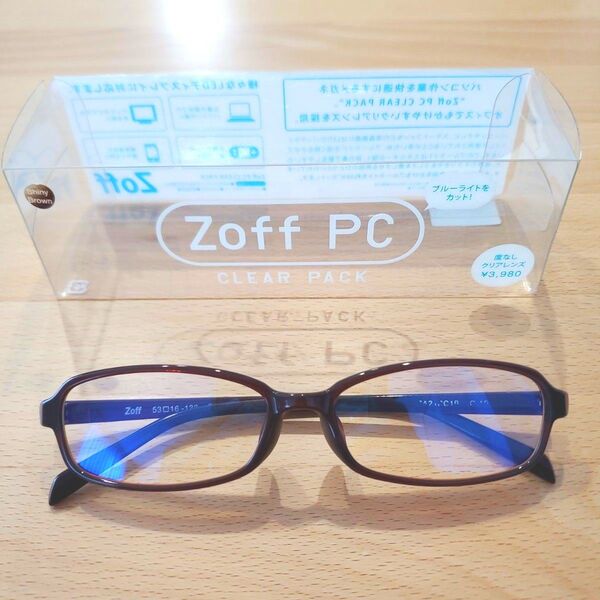 匿名配送:男女兼用 Zoff PC ゾフ ブルーライトカットメガネ 茶色 度なし