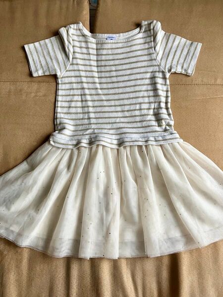 ボーダー柄半袖ワンピース 100cm プチバトー 女の子 子供服 キッズ