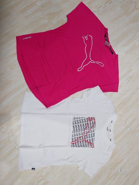 PUMA ピンク ロゴ入りTシャツ プーマ スポーツTシャツ 半袖Tシャツ Tシャツ