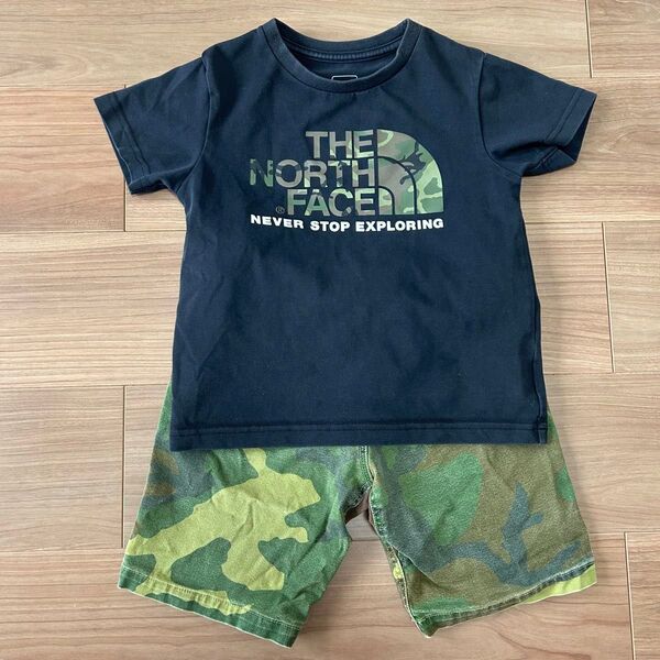 【上下セット】ノースフェイス 110 半袖Tシャツ ハーフパンツ 迷彩 THE NORTH FACE