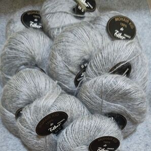 フランス産MOHAIR KID 毛糸 ライトグレー 10玉セット