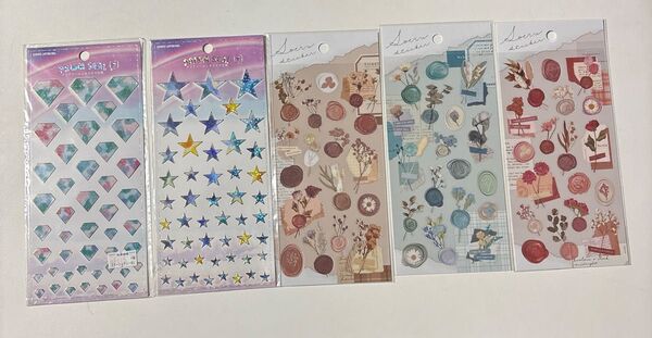 コラージュ&アンティークシール 5個セット まとめ売り 可愛い