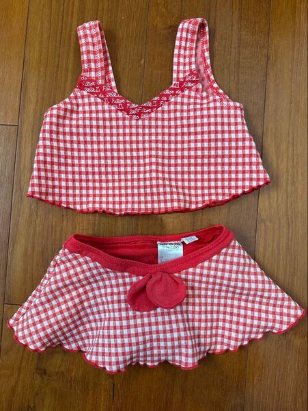 水着 90㎝ セパレート 女の子 スイムウェア 子供 キッズ チェック 海 プール スイミング 水泳
