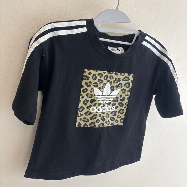 adidas クロップド丈 ヒョウ柄Tシャツ