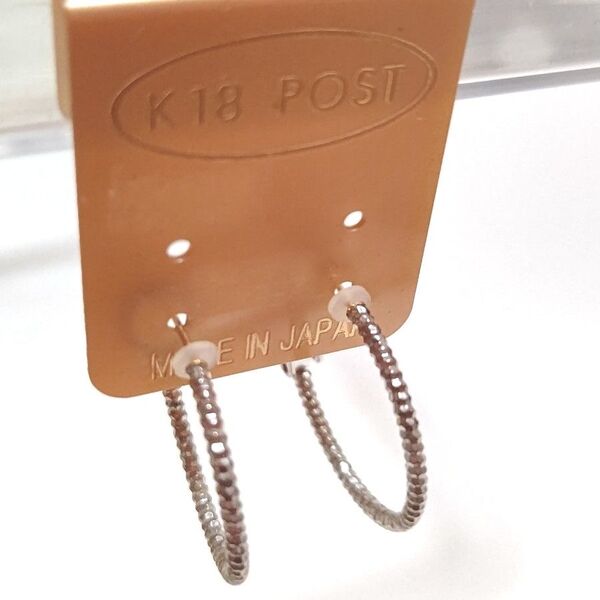 ポストのみK18 ピアス フープ ワンタッチ
