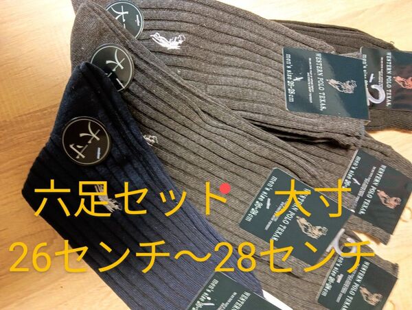 モノトーン×白刺繍 WESTERN POLO TEXAS ビジネス靴下 メンズ 6足セット 推し活クーポンを使って半額