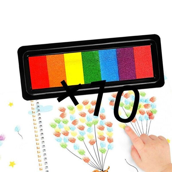 レインボーカラー スタンプパッド 指スタンプ 知育玩具 未使用×10
