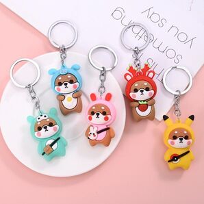 5個セット キーホルダー 動物 マスコット まとめ売り 黄色のみ欠品(他の色で対応お願いします)