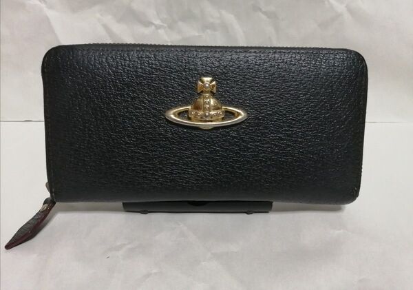 ヴィヴィアンウエストウッド ラウンドファスナー オーブ金具 レザー 黒 長財布 Vivienne Westwood