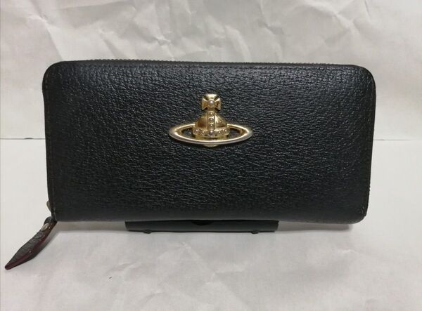 ヴィヴィアンウエストウッド ラウンドファスナー オーブ金具 レザー 黒 長財布 Vivienne Westwood