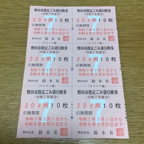 野田市指定ごみ袋引換券 20用 6枚