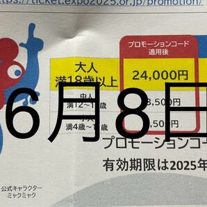 紙1枚、記載内容:大阪・関西万博 入場券プロモーションコード