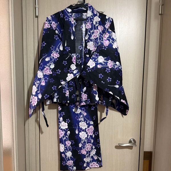 2部式浴衣 花柄 作り帯付きレディース