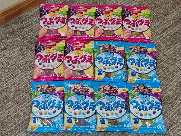 春日井製菓 つぶグミ 2種アソート (果汁/ソーダ)各6袋 計12袋