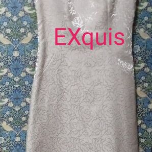 EXquis ワンピース バラ柄 ベージュピンク 9号 美品