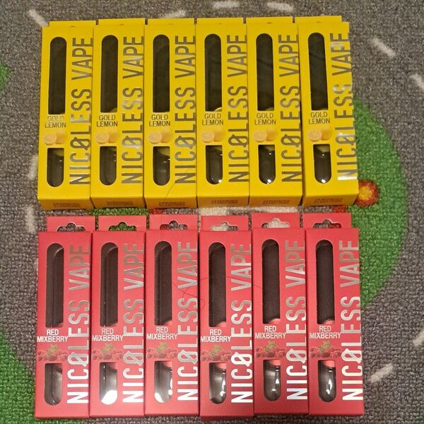 NICOLESS VAPE ゴールドレモン&レッドミックスベリー 12個 まとめ売り